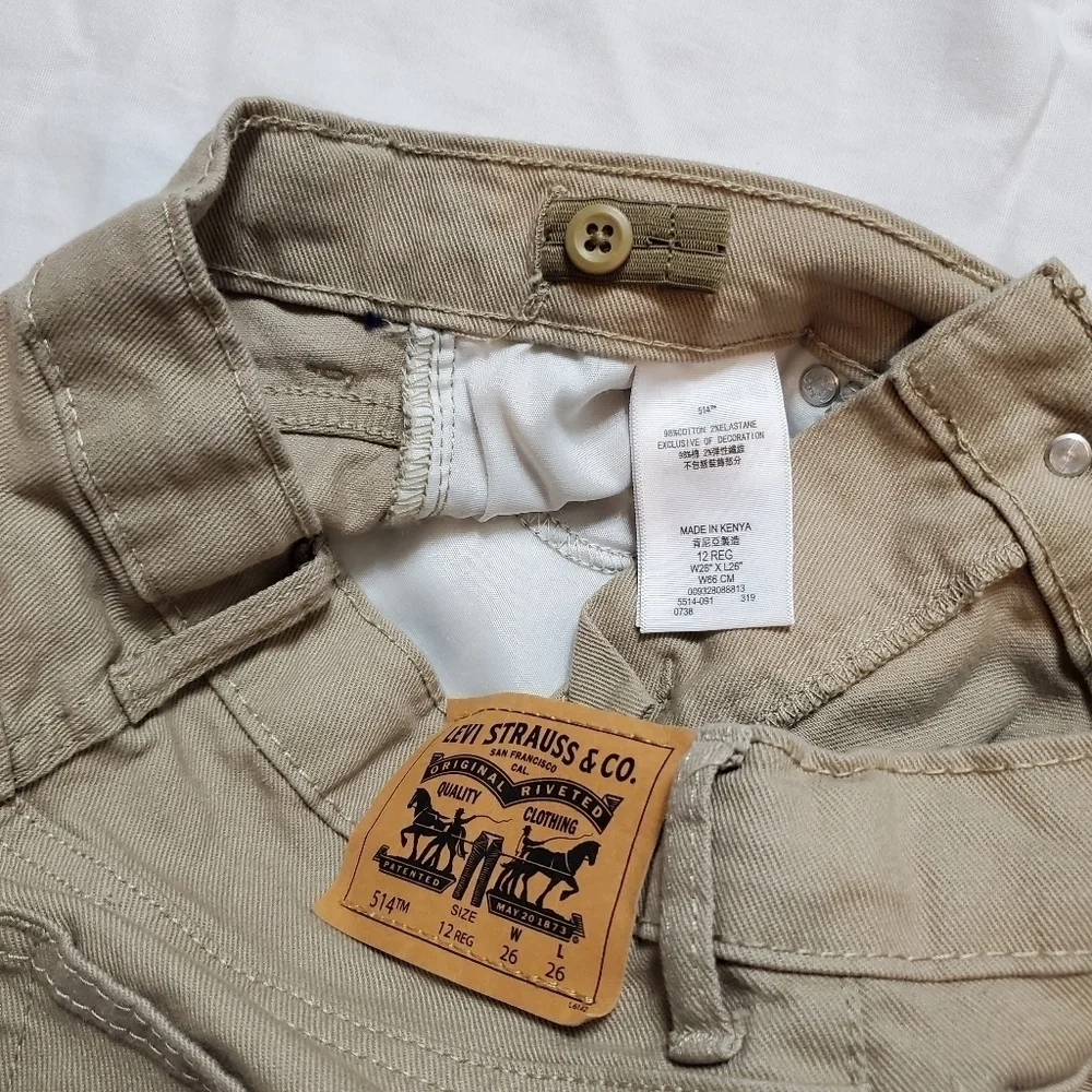 Levi's 514 straight leg kids tan jeans size 12
